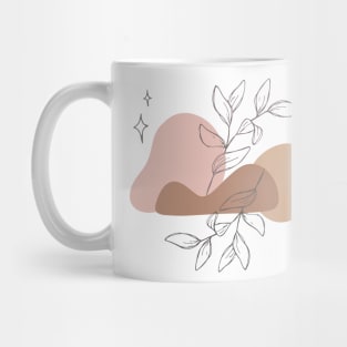 Boho Abstract Shapes Minimalist leaves Cute Design Mug